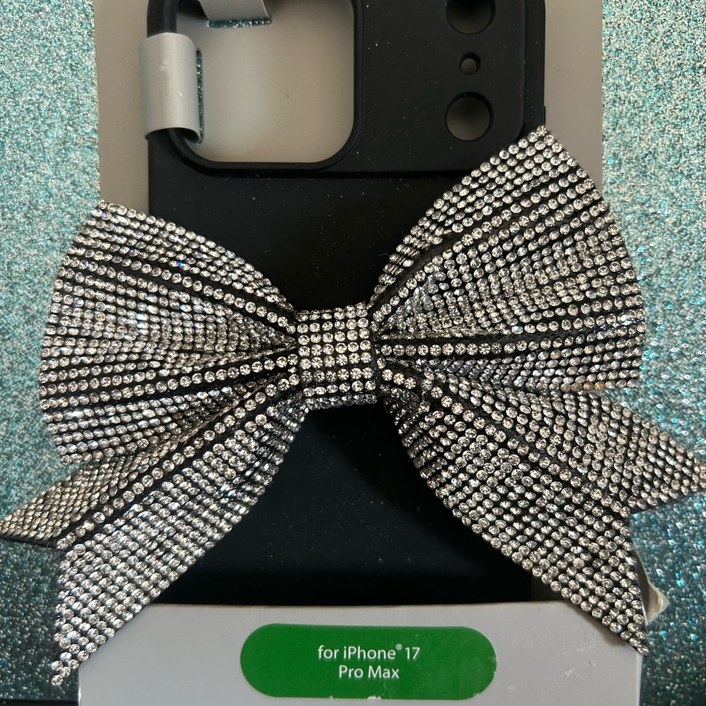 Crystal Bow iPhone Case Accent - Silver Rhinestone Bow